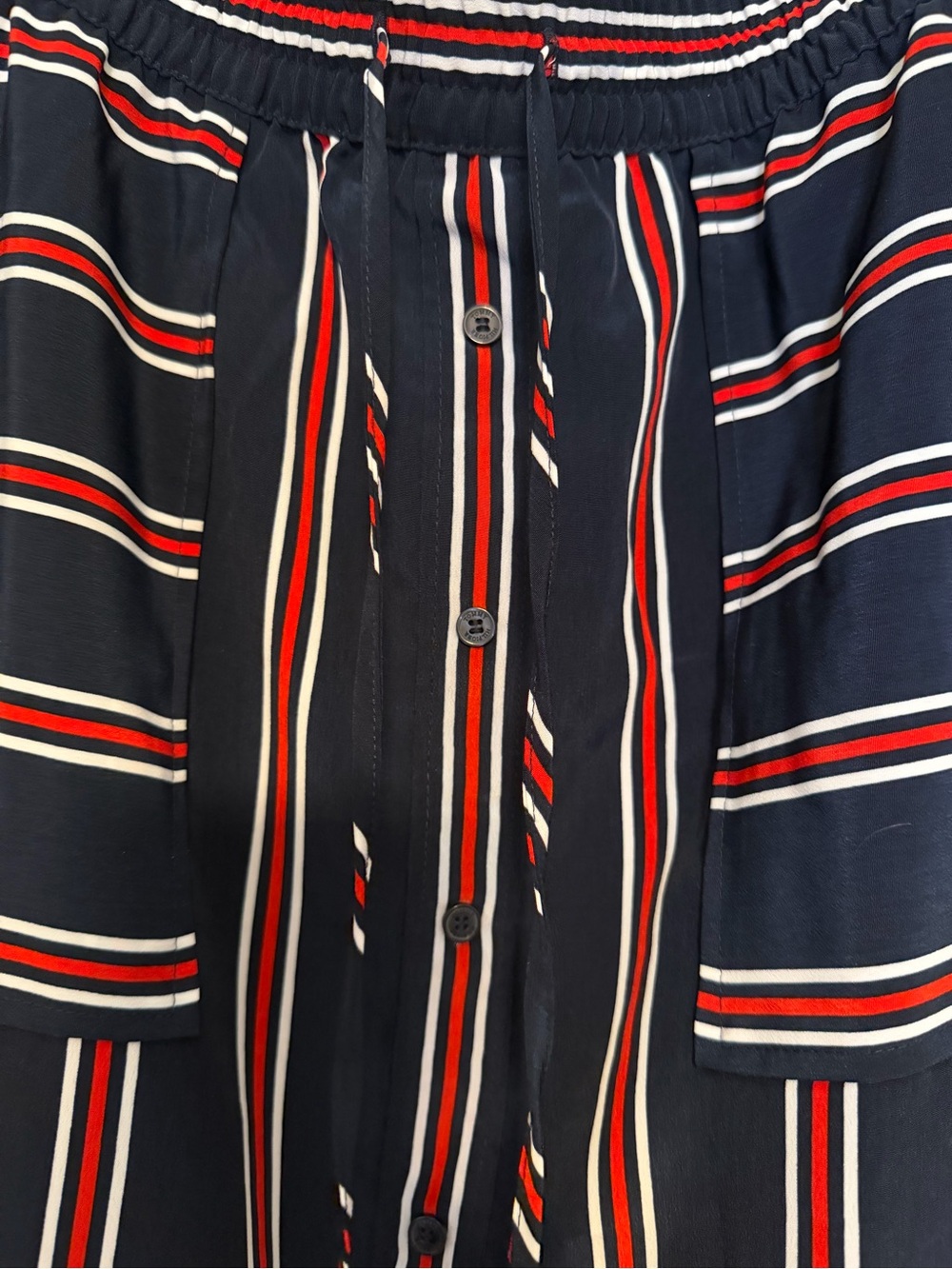 Tommy Hilfiger Woven Stripe Button-Front Midi Skirt - Navy/Red/white- NWT - Picture 2 of 6